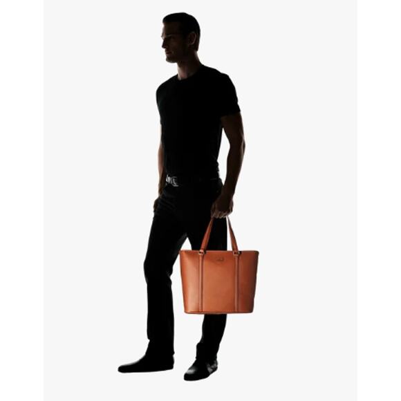 HARTMANN HERITAGE Golden Oak Full Grain Leather Zippered Shopper Tote Bag Unisex - Picture 3 of 11